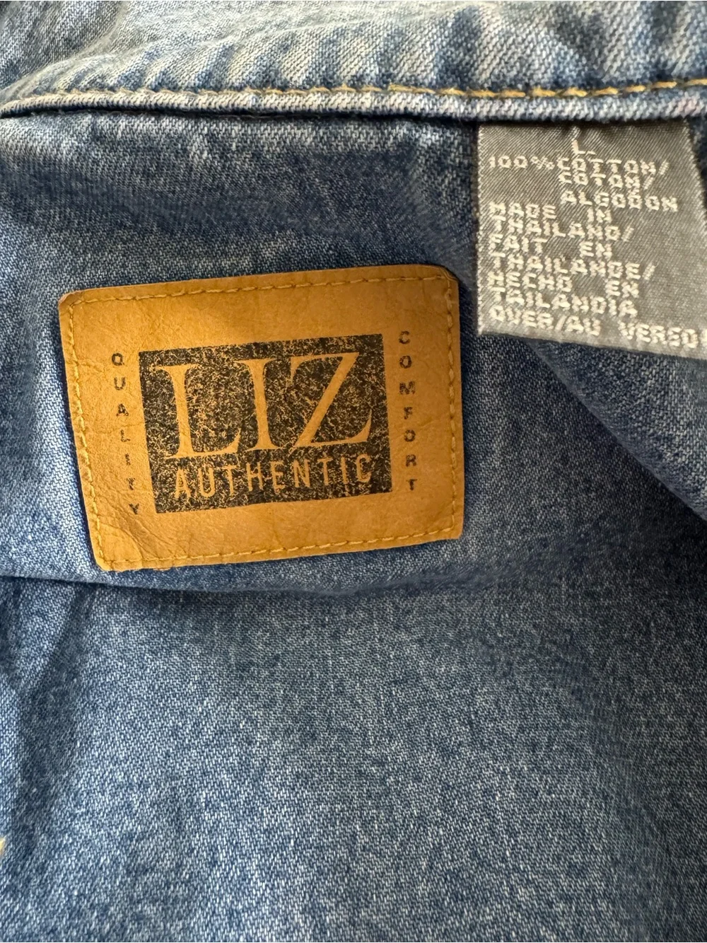 Vintage LIZ Authentic Denim Jacket Large 100% Cotton 80s 90s Oversized